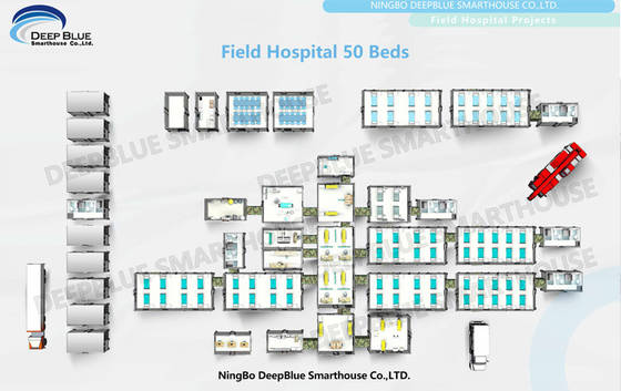 Shelter Isolation Mobile Field Hospital ระบบโมดูลาร์แบบพับได้สีที่กำหนดเอง