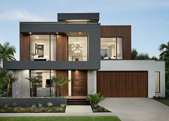 2 ชั้น วิลล่าลักชัวร์ บ้าน Prefab ระบบแผ่นสร้างด้วยกราฟเหล็กเบา บ้าน