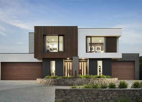 ชุดบ้านสำเร็จรูปโครงเหล็กสำเร็จรูปของจีน ชุดแผงแซนวิช 40 ฟุต วิลล่าหรู กันน้ำ