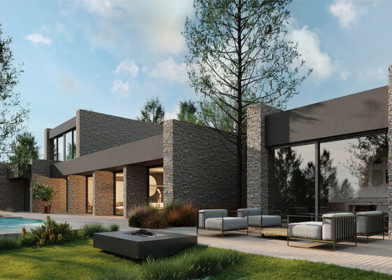 บ้านสำเร็จรูปโมดูลาร์หรู 2 ชั้น โครงสร้างเหล็กเบา สไตล์โมเดิร์น