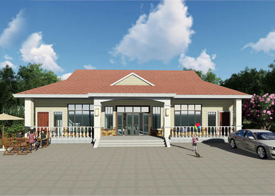 ชุดบ้านสำเร็จรูปเหล็กเบาพร้อมโรงรถสำหรับบ้านเดี่ยว วิลล่า พร้อมมาตรฐาน CE